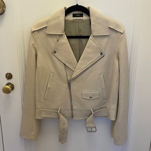 Theory flax leather moto jacket